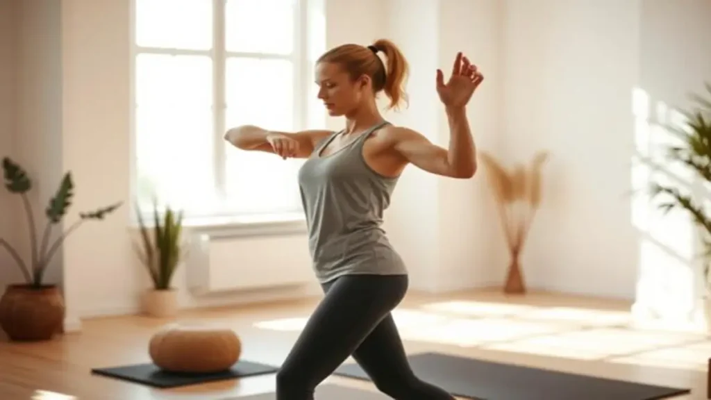 Mulher fazendo exercicio em casa