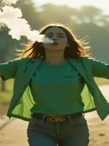 Uma pessoa de costas caminhando em direção a luz com os braços abertos