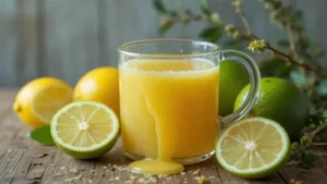 Xarope caseiro de mel com limão para tosse seca e garganta inflamada em frasco de vidro