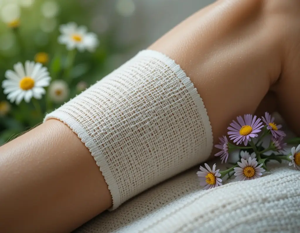 Compressa caseira de arnica para alívio de dores musculares e inchaço.