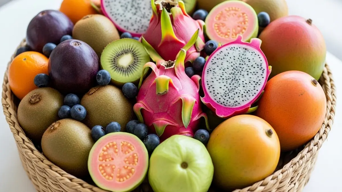 Tigela cheia de frutas frescas e coloridas — representação visual de alimentação saudável e vibrante.