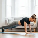 rotina de exercícios sem academia - uma mulher exercitando em casa