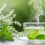 Chá de hortelã para alívio de cólicas e melhora respiratória.