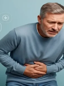 Sintomas de Virose Gastroenterite - Pessoa com dor abdominal causada por virose gastroenterite.