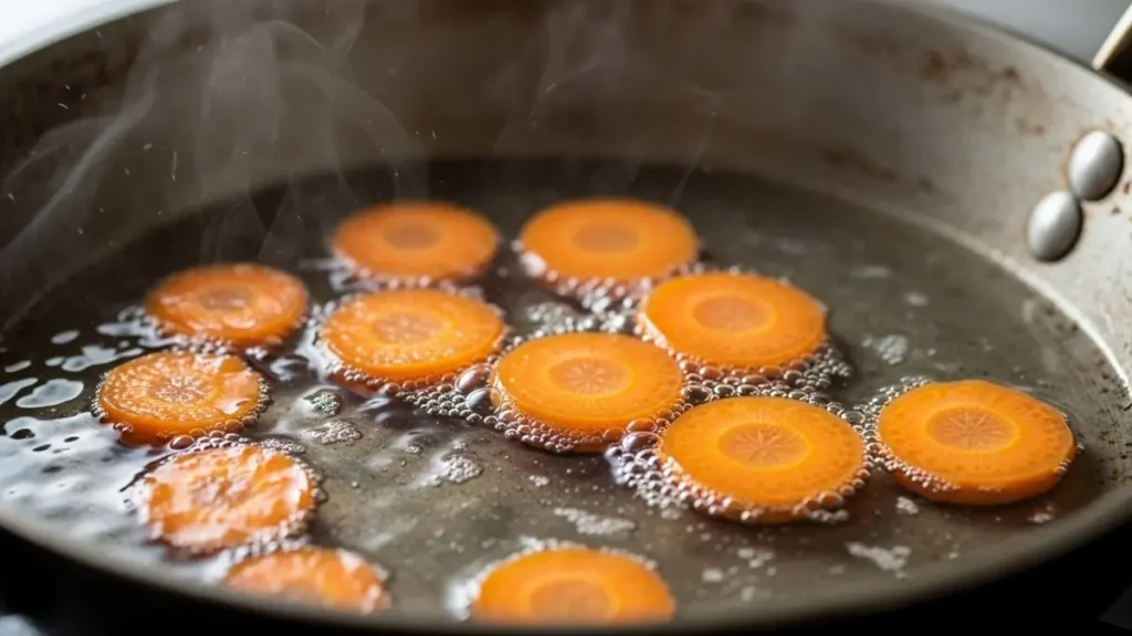 cenouras picadas cozinhando em uma panela.