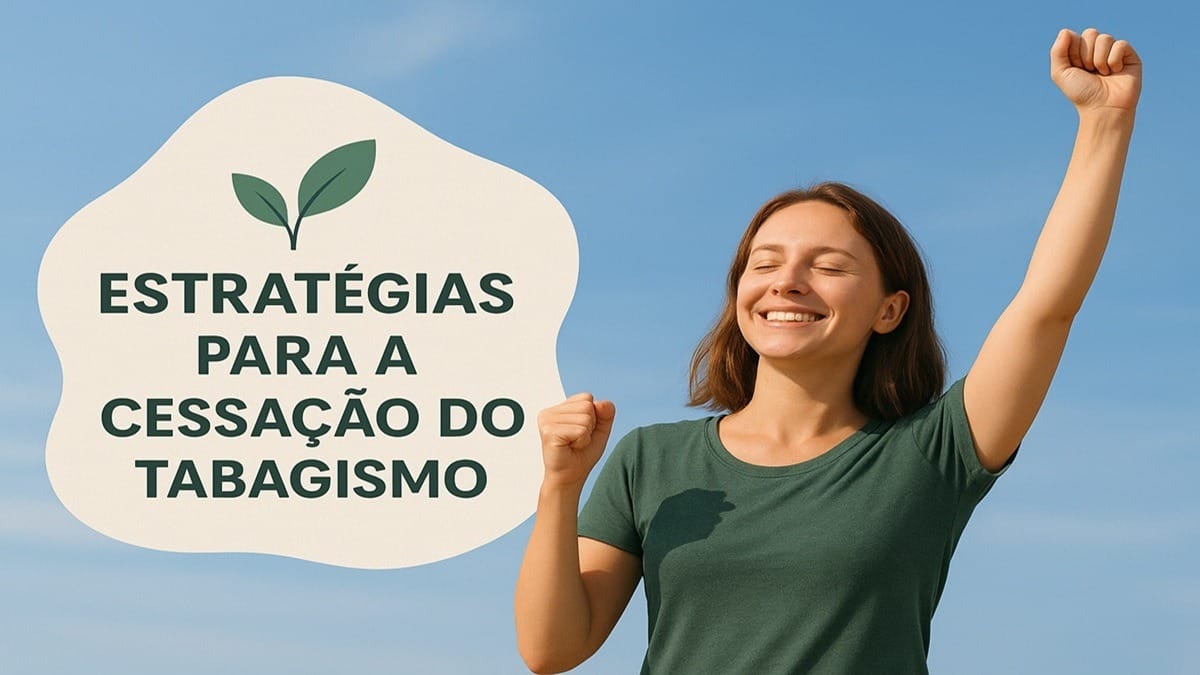 Mulher sorrindo ao ar livre, rompendo com o cigarro, simbolizando a liberdade e os benefícios de parar de fumar.