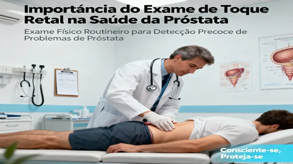 Excesso de Testes de PSA para Câncer de Próstata - Médico realizando exame de toque retal em paciente para avaliação da próstata.