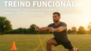 Treino funcional - Pessoa praticando treino funcional ao ar livre com elásticos.
