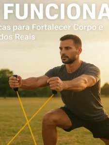 Treino funcional - Pessoa praticando treino funcional ao ar livre com elásticos.