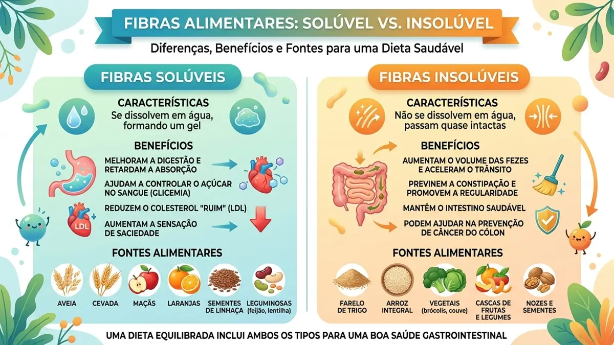 Comparação entre fibra solúvel e insolúvel na digestão