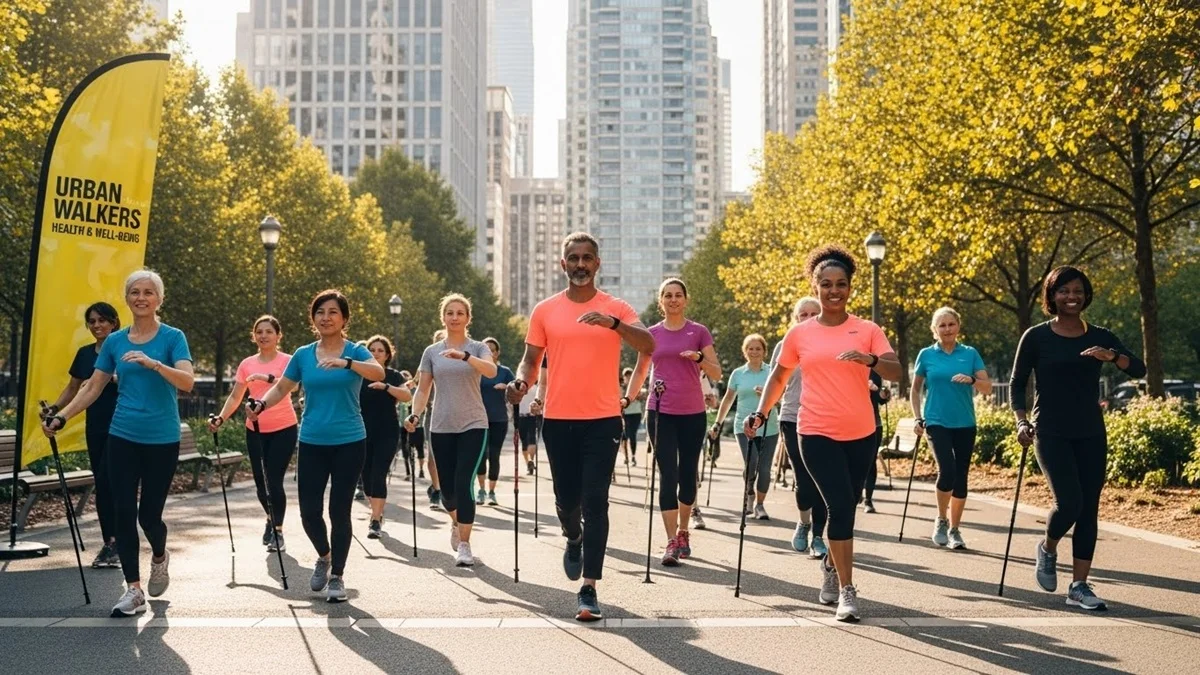 Exercícios Físicos para Saúde e Longevidade - Pessoas de diferentes idades caminhando ao ar livre