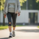 Pessoa praticando caminhada de baixo impacto para aliviar dores no joelho