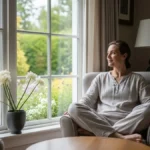 Saúde mental e sono - Pessoa praticando autocuidado emocional em ambiente tranquilo