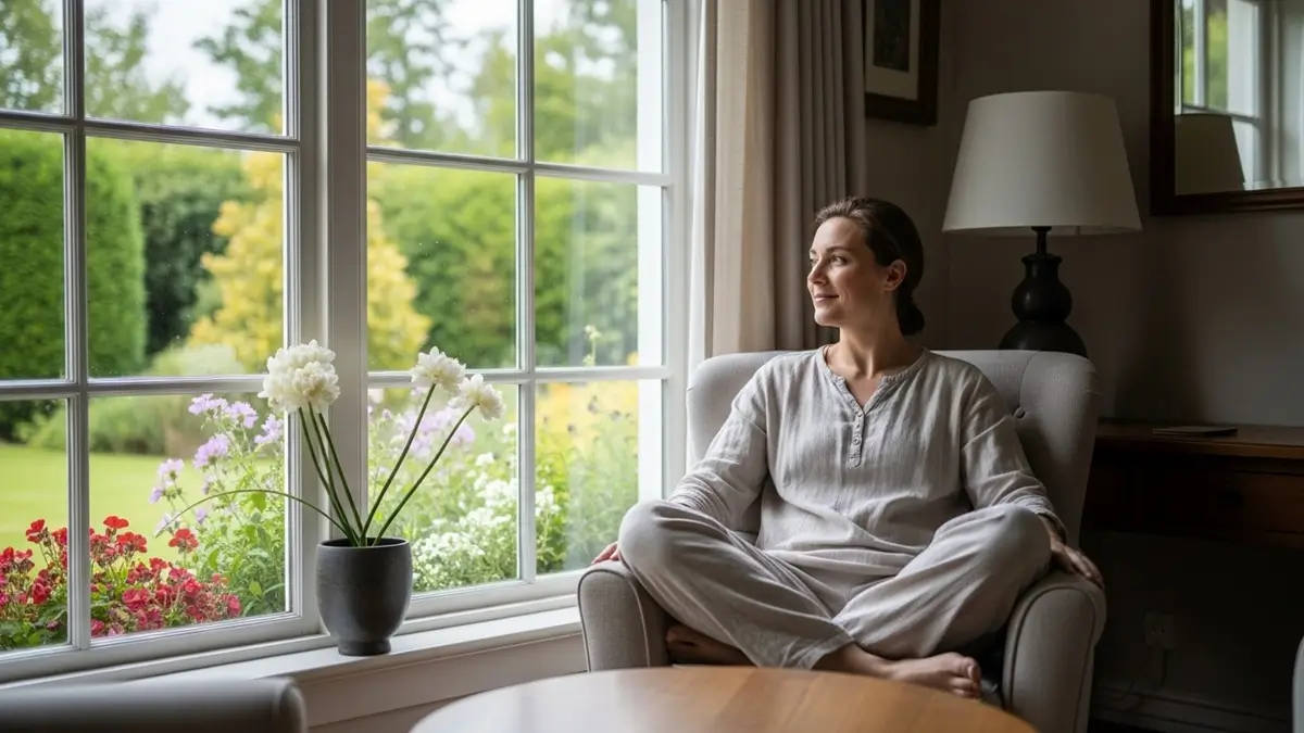 Saúde mental e sono - Pessoa praticando autocuidado emocional em ambiente tranquilo