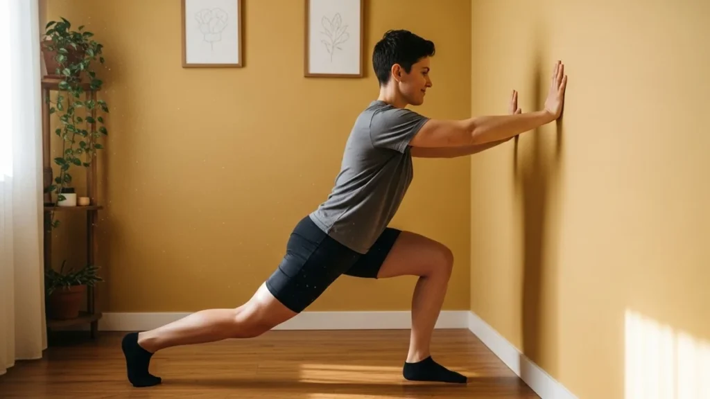 Exercícios de força leve - Exercício com apoio na parede