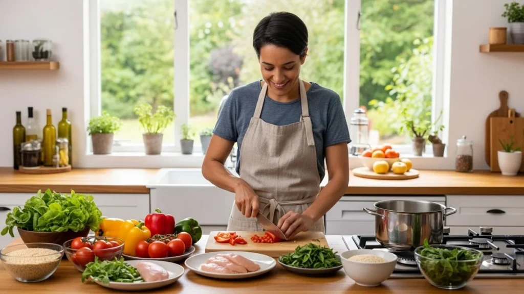 preparo de refeição saudável simples no dia a dia