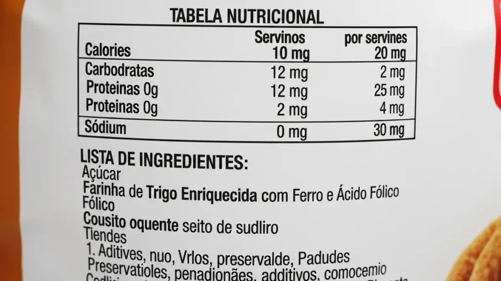 Pão Integral: Por que ele pode estar te engordando em vez de ajudar? 2 Pão Integral - Close-up de rótulo de pão destacando farinha de trigo integral como primeiro ingrediente da lista.