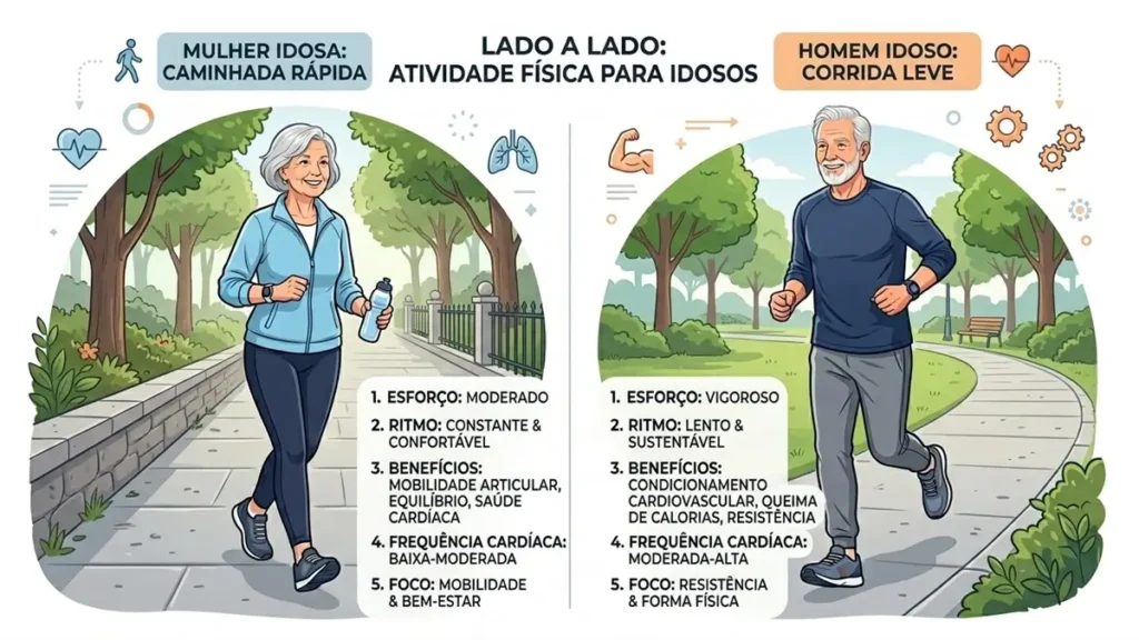 Caminhada ou Corrida Após os 60: Qual É a Melhor Escolha para a Sua Saúde? 1 Caminhada ou Corrida - Comparação para idosos acima de 60 anos