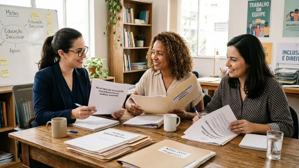 Plano de Ensino Individualizado (PEI): como o diagnóstico precoce protege a saúde da criança 1 Equipe multidisciplinar reunida para elaborar plano de ensino individualizado