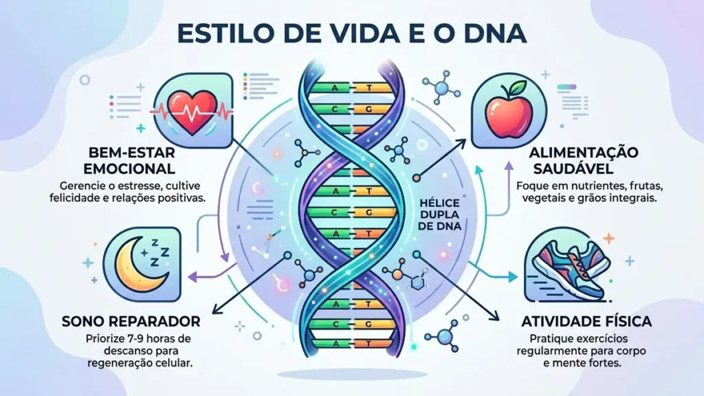 Epigenética e Envelhecimento: Seus Hábitos de Hoje Definem Sua Idade Biológica Amanhã 1 relógio epigenético DNA — hábitos que desaceleram o envelhecimento biológico