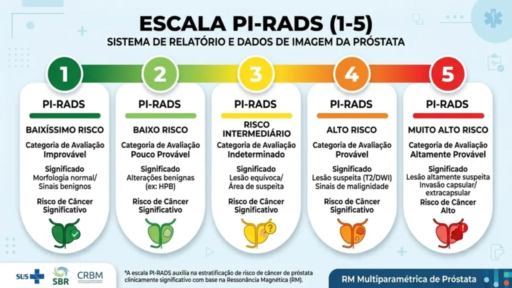Escala PI-RADS de 1 a 5 explicada visualmente