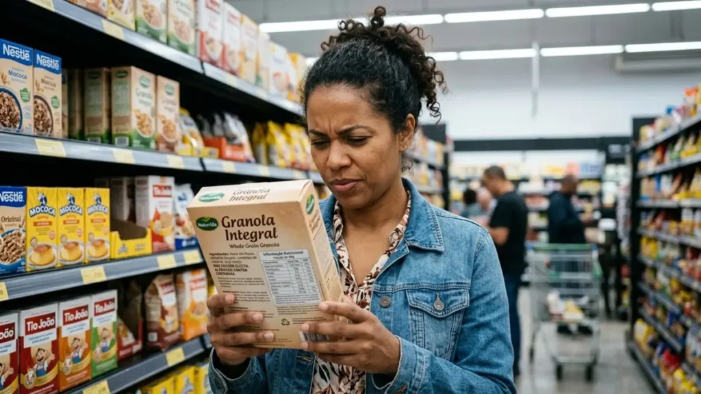 Leitura de rótulo para identificar alimentos ultraprocessados