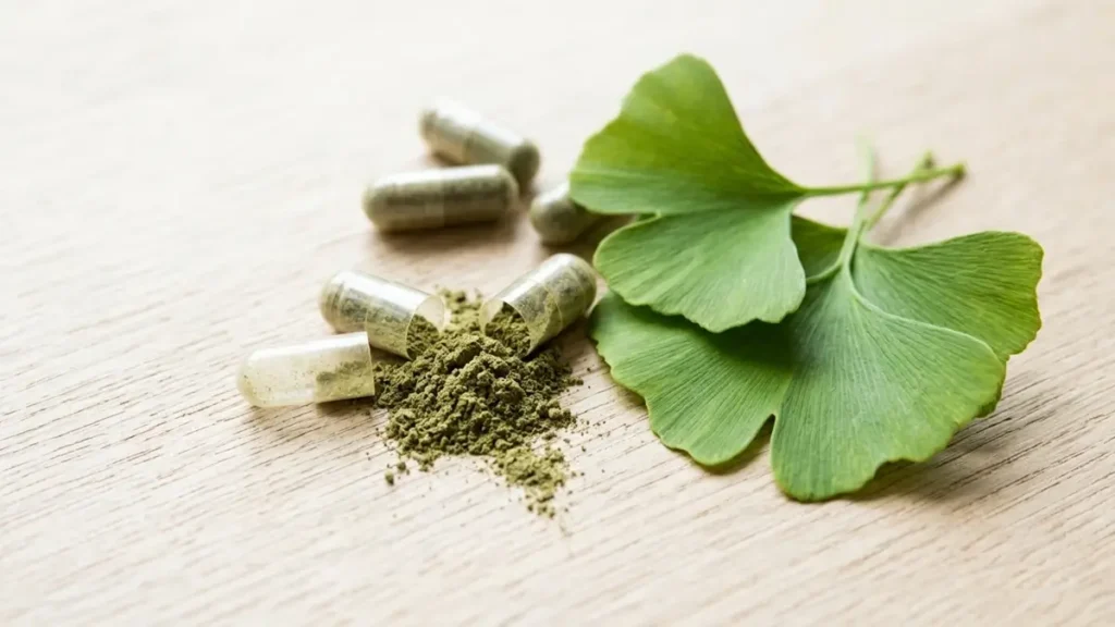 Suplemento natural de Ginkgo Biloba para microcirculação e zumbido.